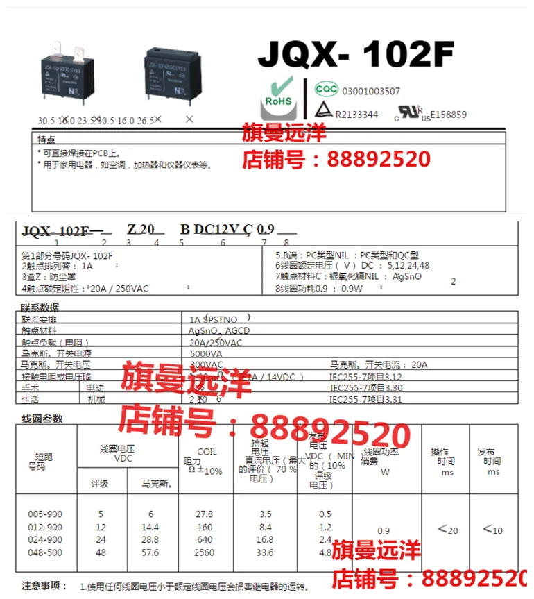 JQX-102F 12VDC 20A 250VAC 4-контактный набор нормально открытый 12В | Обустройство дома