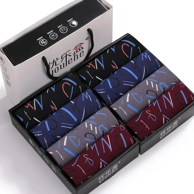 K 8PCS box Youlehe, 8 шт., боксеры, нижнее белье, ультра-мягкие мужские боксеры, шорты, сексуальные, размера плюс, мужские трусы, удобные, Homme Cueca, Прямая поставка - Цвет: K 8PCS box