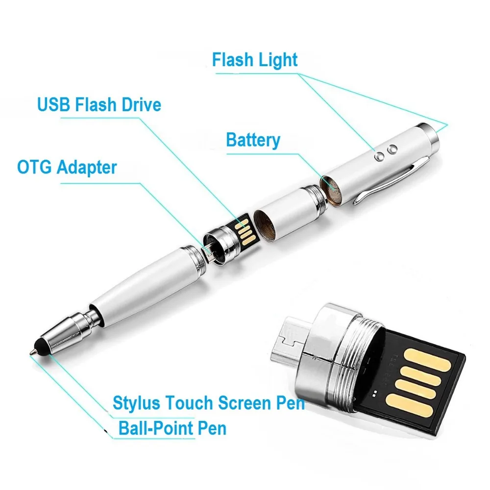 Стилус с Света Адаптер OTG USB Flash Drive Pen Сенсорный экран для iPhone за Xiaomi Redmi Samsung
