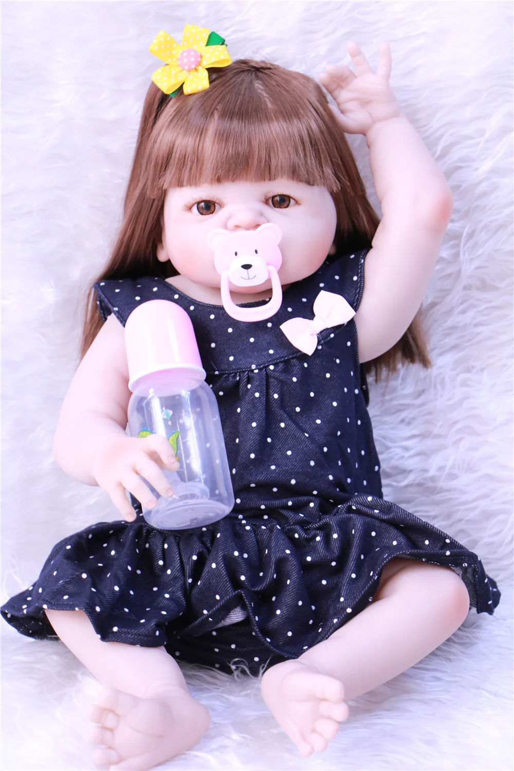 Кукла Bebes Reborn 57 см силиконовая кукла для девочки Baby игрушка ванны красивые