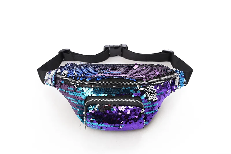small 4 Waist pack Женская сумка-кисет, двухцветные блестки сумка на поясном ремне несколько карманы, набедренный мешок большой Ёмкость сумка формы «банан» женская сумка на пояс, сумка-мешок - Цвет: small 4 Waist pack