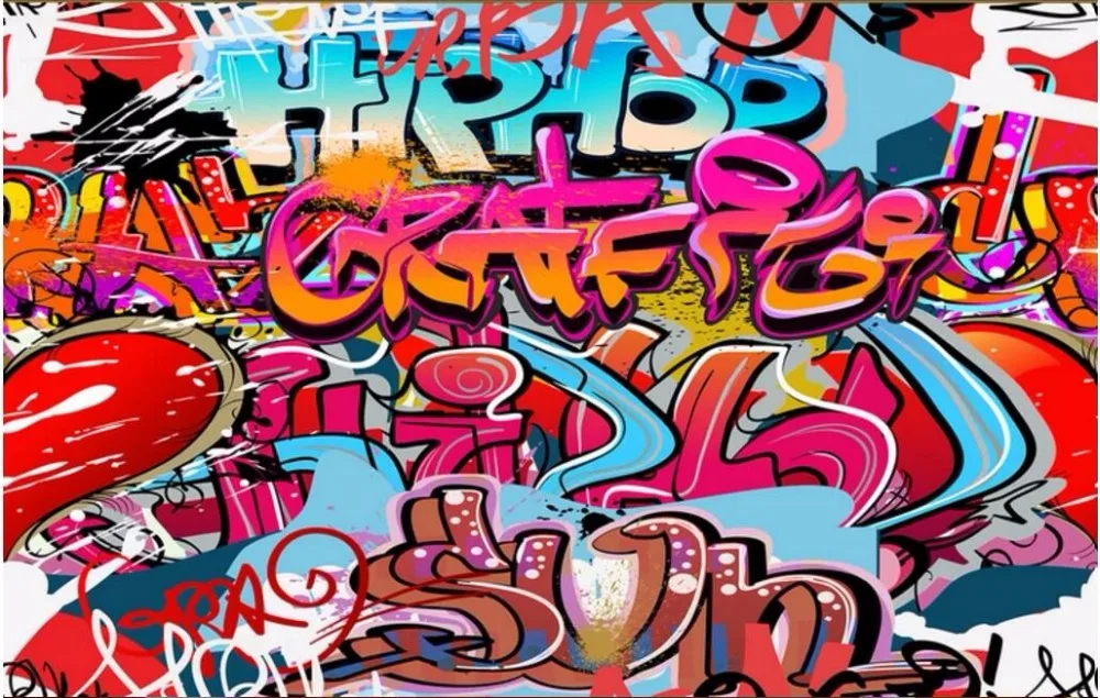 Настенные 3d фотообои на заказ цветные уличные граффити бара Декор живопись