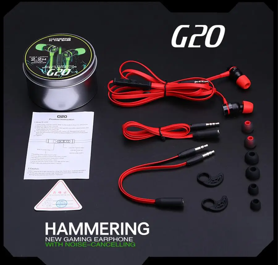 G20 RED Игровые наушники G20 Hammerhead с микрофоном, магнитные басовые наушники, стерео наушники для компьютера, геймера, PS4, ноутбука - Цвет: G20 RED