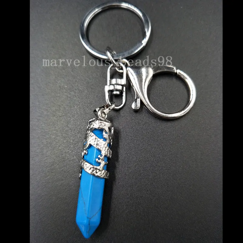 Бесплатная доставка красивые ювелирные изделия Blue Howlite шестигранная острые