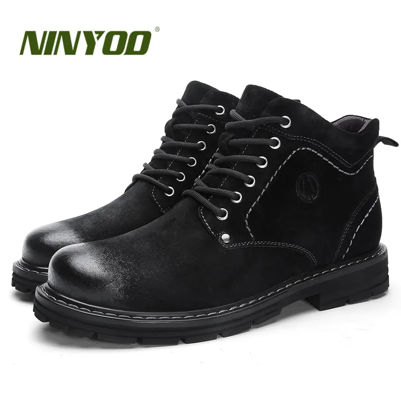 black size boots 51 NINYOO/Новые мужские зимние ботинки 50 натуральная кожа 49 теплые Полуботинки martin 47 водонепроницаемые рабочие зимние ботинки 48 размера плюс 51 52 - Цвет: black size boots 51