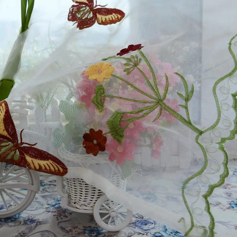 Тюлевые занавески с бабочками для помещений римские окон шторы вышивкой