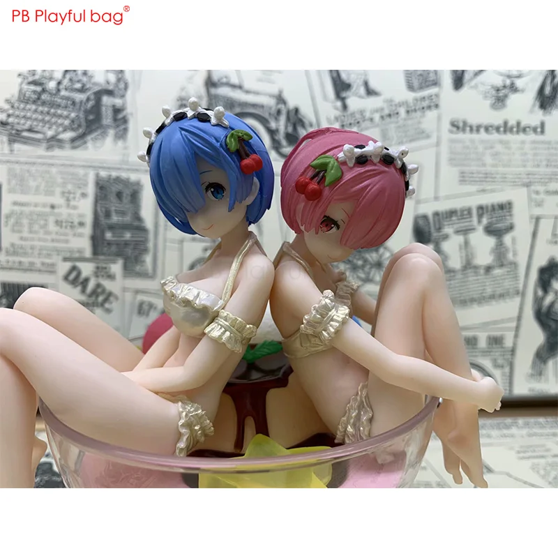 13CM Rem &amp Ram Wine Glass figure PVC Novelty model Action Anime collection Children favorite fans love best gift HD16 | Игрушки и