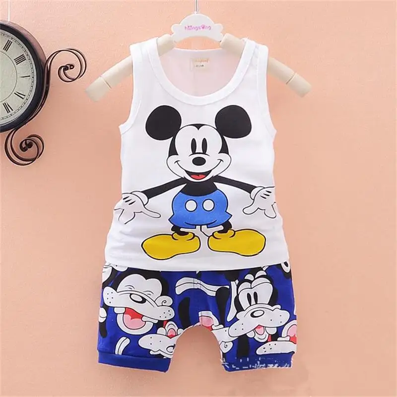 fashion baby boys girls Clothes set Kids Minnie Vest +short pant summer style sport suit Children Clothing cartoon mickey sets | Детская