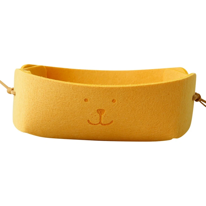 Smile Felt Sundries Storage Basket Hallway Entrance Key Small Storage Box Nordic DIY Foldable Office Desktop Decoration