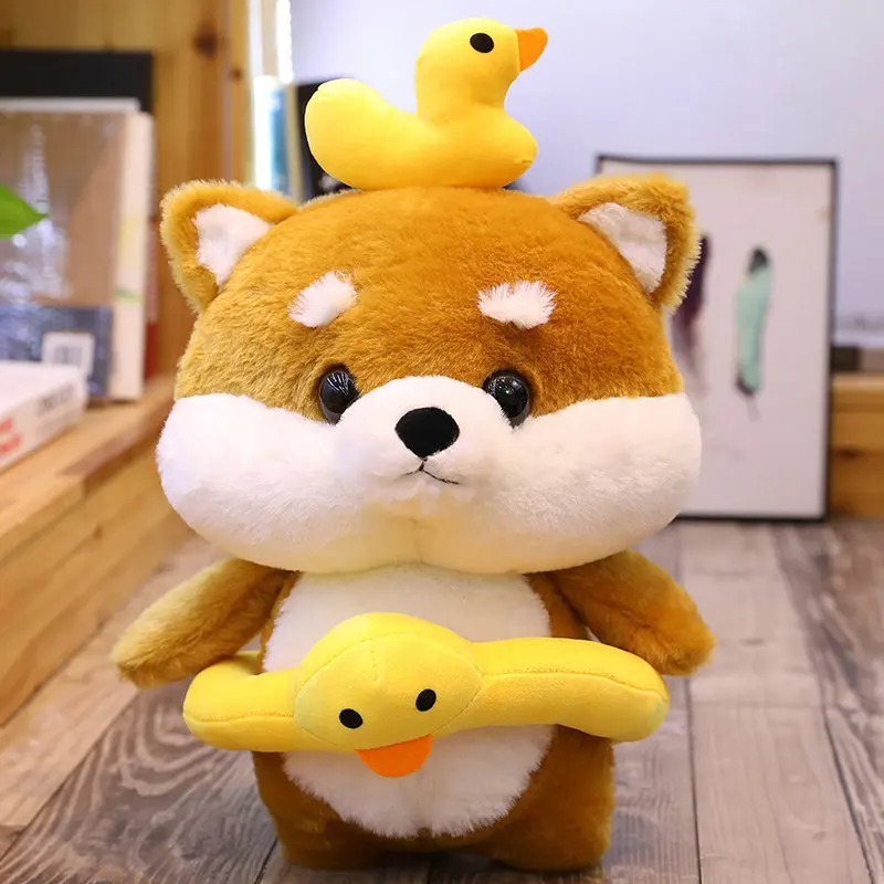 yellow duck Тоторо, Япония, милая собака Шиба ину, чучело животных, панда, монстр, косплей, с капюшоном, одежда, Детская плюшевая собака с фруктами, сумка через плечо - Цвет: yellow duck