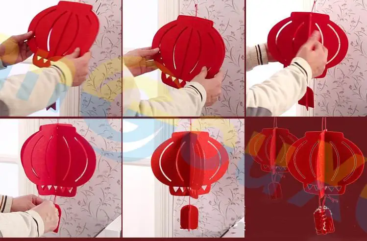 DIY Нетканая красная подвеска «фонарь» вечерние китайские новогодние весенние праздничные украшения украшение домашнего бара макет сцены