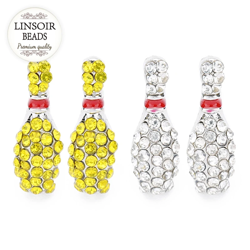 

LINSOIR 2018 Fashion Women Earring Piercing Bowling Jewelry Rhinestone Stud Earrings Charm&Luxury Earring For Women Gifts F7381
