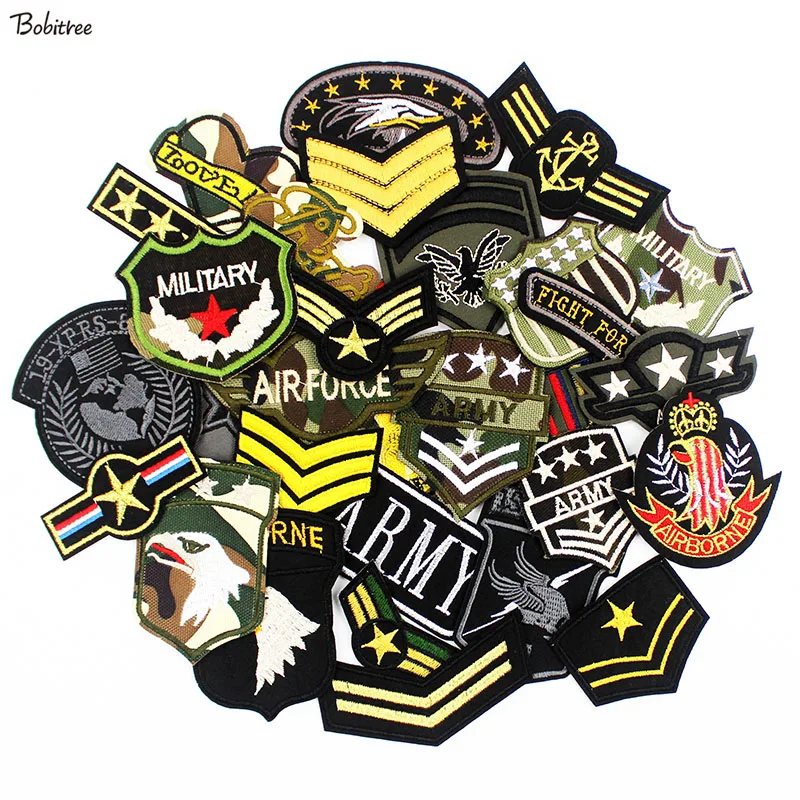 

30pcs /Lot Army Military Patches Clothes Embroidered Tactical Badges Iron on Stickers for Jeans Jacket