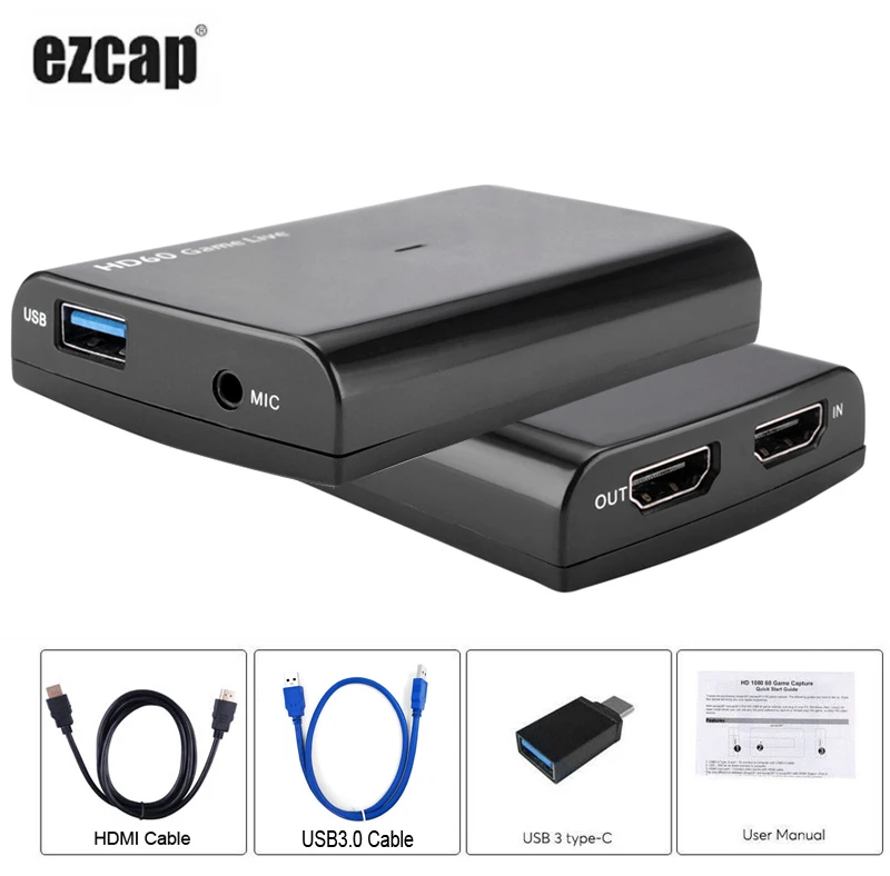 USB3.0 карта видеозахвата микрофон в+ HDMI кабель 4K 1080P игра видео запись для PS4 Xbox tv BOX беспроводной vMix OBS прямая потоковая передача