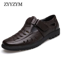 zyyzym men sandals 2021 summer new shoes genuine leather high quality mens casual shoes male brand sandals non slip plus size