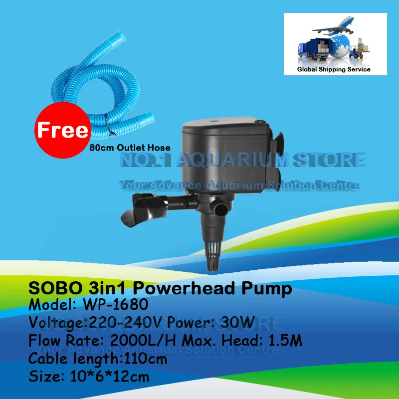 Аквариум собо Powerhead насос фильтр для воды 3 в 1 погружной тропический морской WP-1050/1650/1200/1680/2680 - Цвет: WP-1680  2000LHP