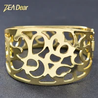 zea dear jewelry hot selling big round bangle jewelry findings for women flower pattern bracelet for party dubai fashion jewelry