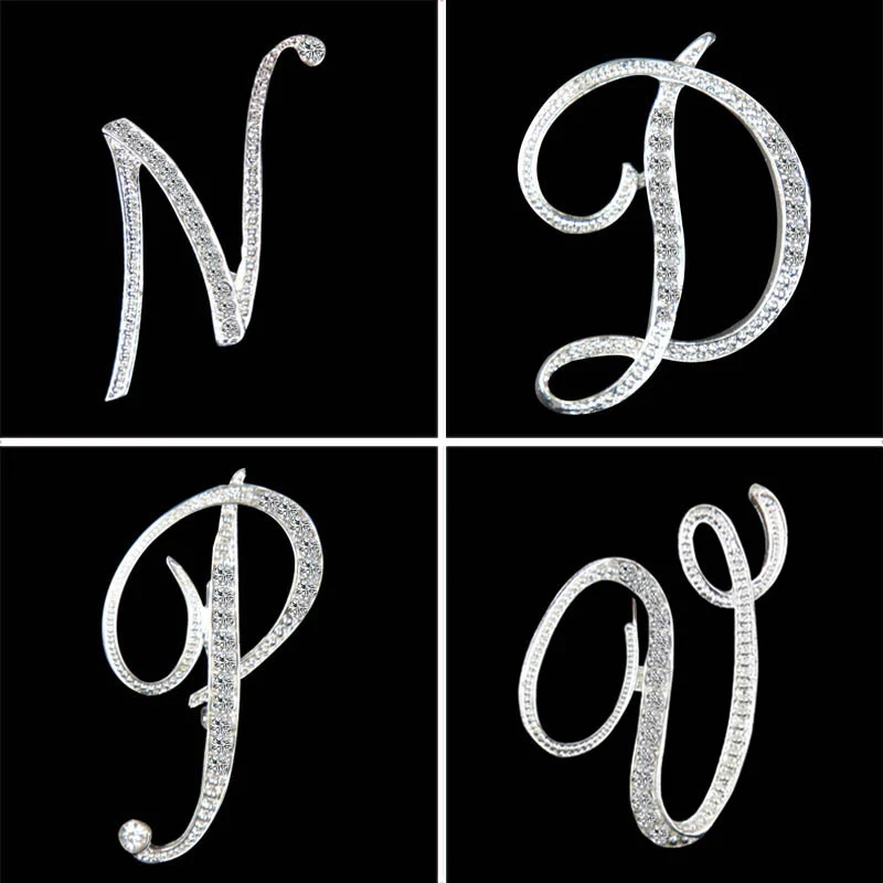

Sale Crystal 26 letters Women Girls Sweater Brooch Scarf Suit Charming Brooch Fashion Jewelry Bijoux Broche Femme Drop Shipping