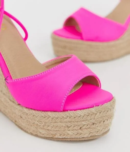 

Newest 2019 Pink Suede Weave Braid Women Wedge Sandals Peep Toe High Platform Ankle Strap Cross-tied Summer Shoes Cut-out Wedges
