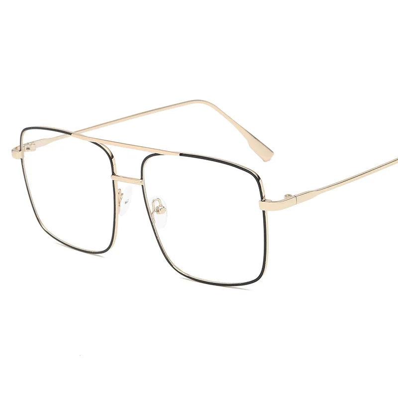 Optical Eye Glasses Frame Men Women Oversized Square Eyeglass Clear Lens Metal Frame Eyewear Accessories Prescription Glass
