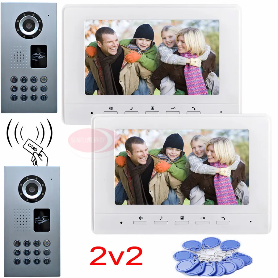 2v2 видео дверь домофон rfid пароль разблокировки 2 водонепроницаемый ip65 ccd камеры