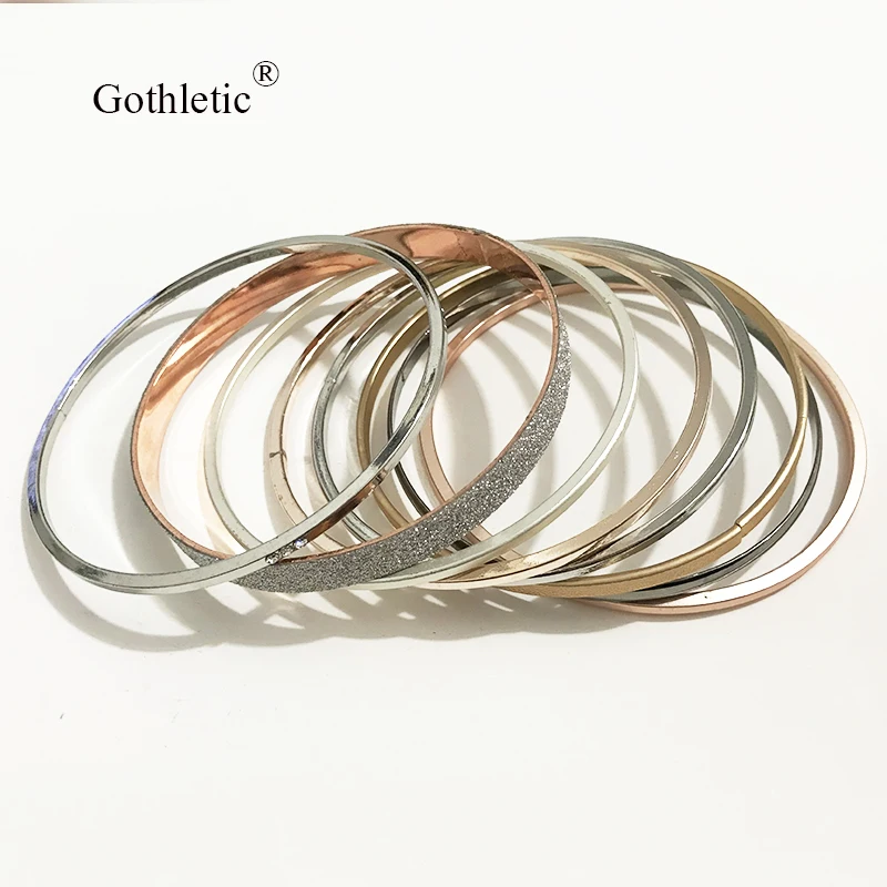 Gothletic 4/8 шт./лот матовый золотой цвет 75 мм большие металлические браслеты и браслеты многослойный браслет в индийском стиле комплект 68 мм Для женщин Модные украшения