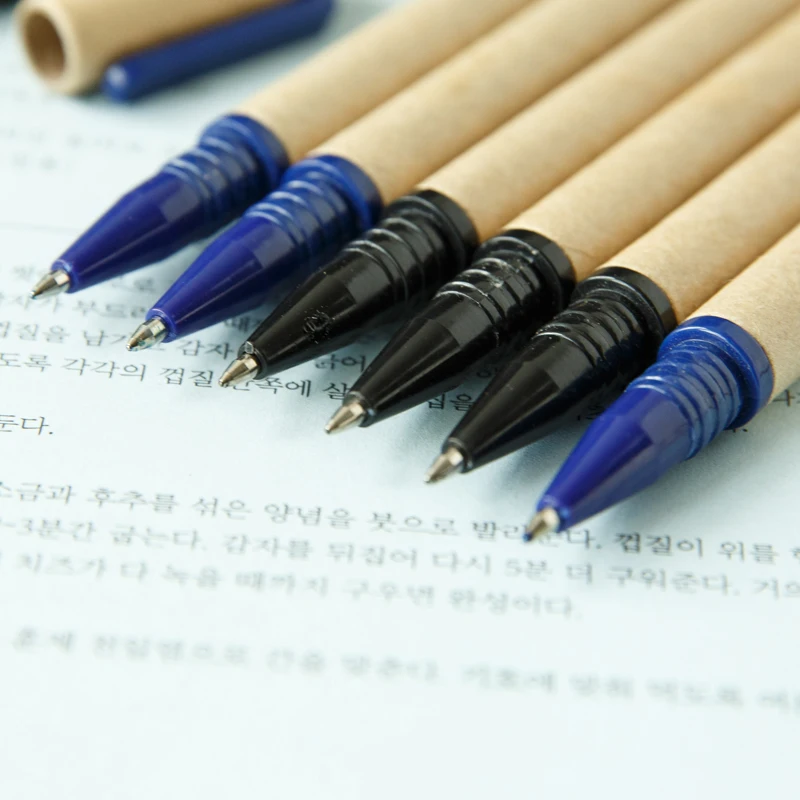 Jianwu 4 шт. 0.5 мм Muji стиль крафт бумага окружающей гелевая ручка нейтральной черные