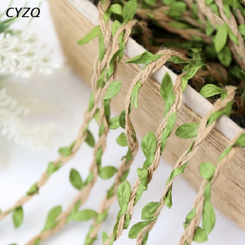 2 м 5 DIY искусственные листья шпагат Вощеная Веревка с листьями шелковые цветы