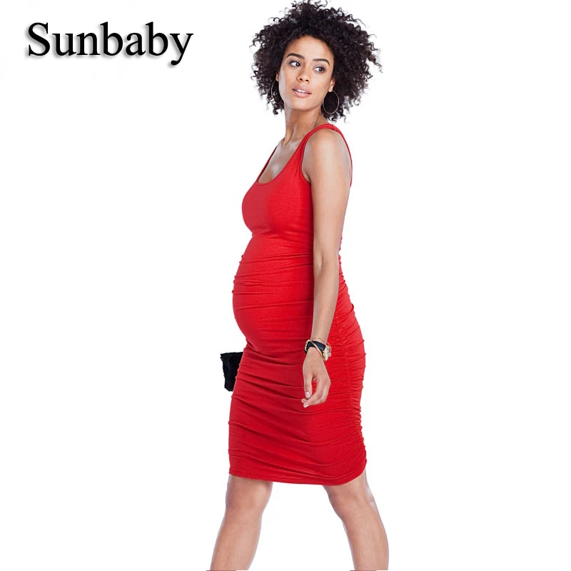 Sunbaby/Новинка модная разноцветная Одежда для беременных платье из бамбукового