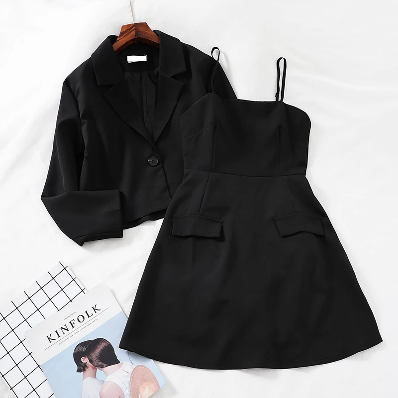 2019 Новая модная женская обувь комплект из двух предметов пиджак + платье на