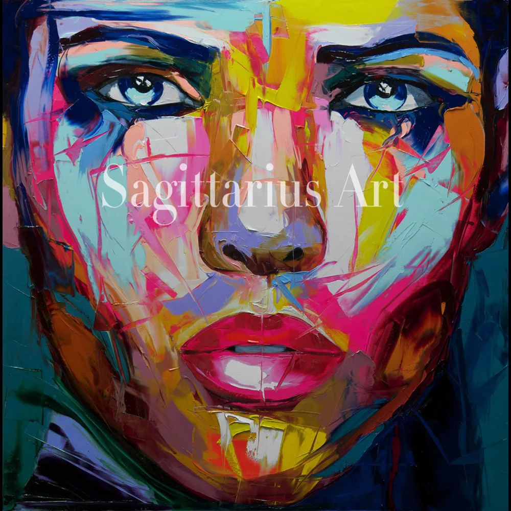 Hand Painted Francoise Nielly Designers Art Palette knife painting Abstract Portrait Face Oil Painting Canvas Bedroom Fine | Дом и сад