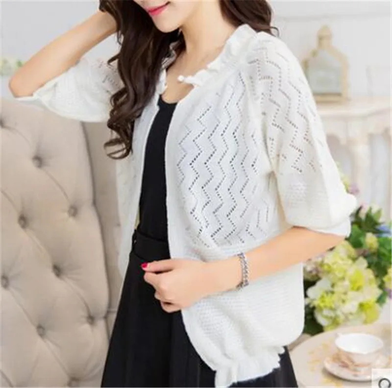 Женский кардиган свитер женский короткий Стильный тонкий Маленькая шаль вязаный