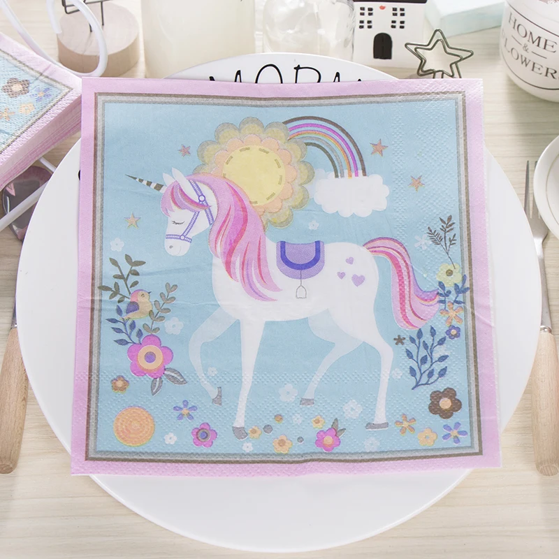 20 винтажных фиолетовых Салфеток Бумажных Салфеток с цветочным принтом Арка башня горшок Единорог декупаж серванты Свадьба День Рождения Вечеринка Декор