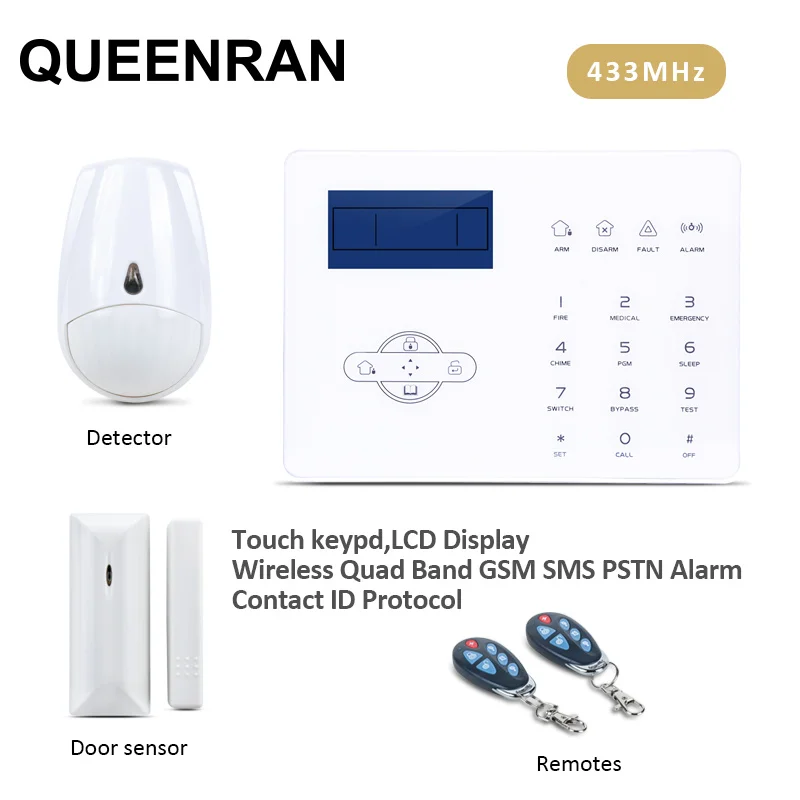 

Smart Home 433MHz Wireless GSM PSTN Alarm System Door Sensor pir Motion Detector Kit APP Control English Spanish French Voice