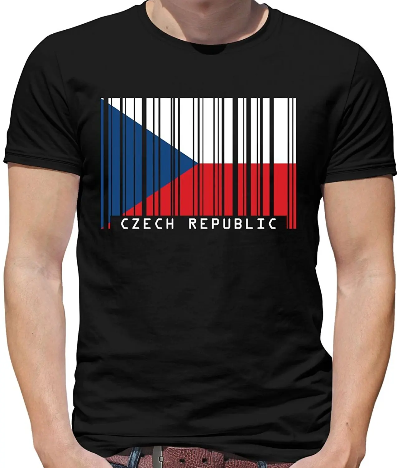 

2019 Summer T Shirt Men New High Quality Czech Republic Barcode Style Flag - Mens Crewneck T-Shirt - 7 Colours Military T Shirts