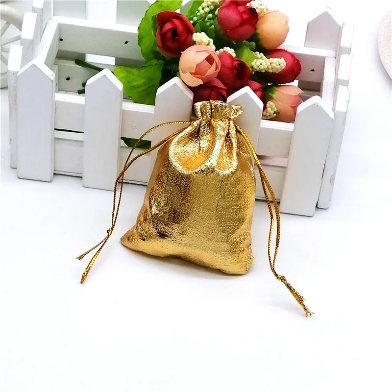 300pcs/lot 7x9cm 9x12cm 10x15cm Gold/silver Drawstring Jewelry Packing Bags Wedding Gift Pouches | Украшения и аксессуары