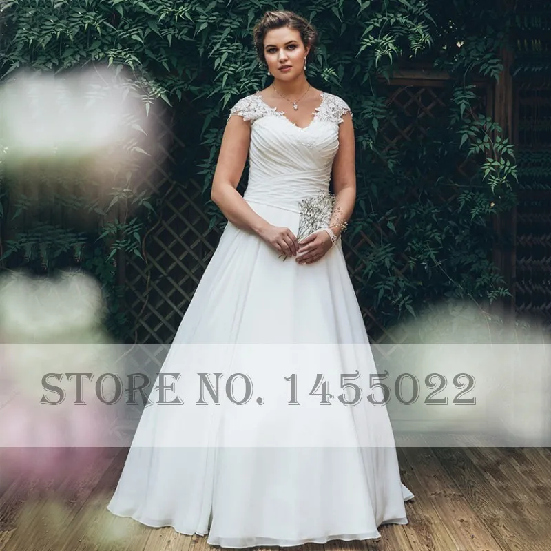 Eightale размера плюс свадебное платье Vestido De Noiva Свадебные платья с v-образным вырезом и аппликацией с короткими рукавами белого цвета и цвета слоновой кости