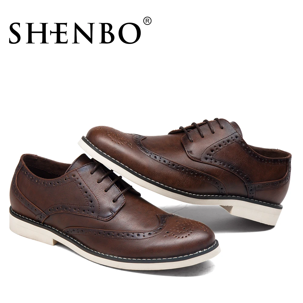 Бренд shenbo модные броги Для мужчин Оксфорд Повседневное туфли оксфорды для Модные