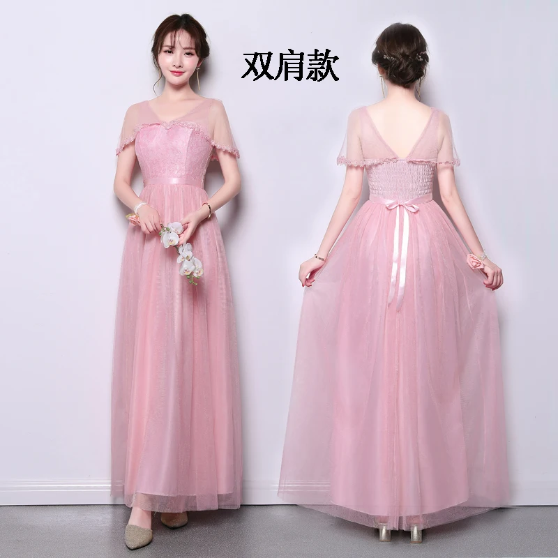 Vestido Longo розовое платье подружки невесты Новое Элегантное платье трапециевидной формы с v-образным вырезом серое длинное платье для свадебной вечеринки
