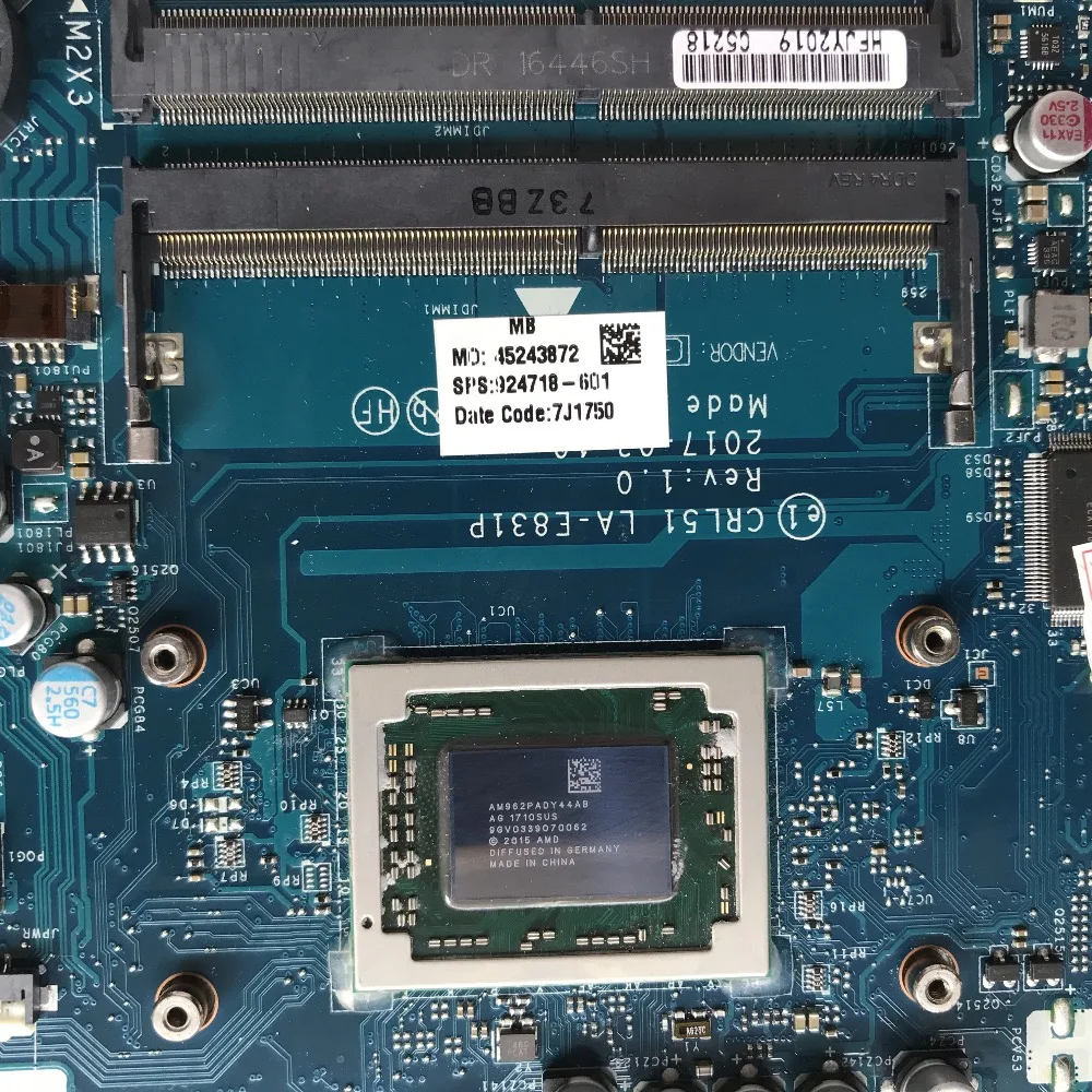 Для HP 15-BW 15Z-BW серия материнская плата для ноутбука CRL51 LA-E831P с A10-9620P CPU 924718-601 924718-001