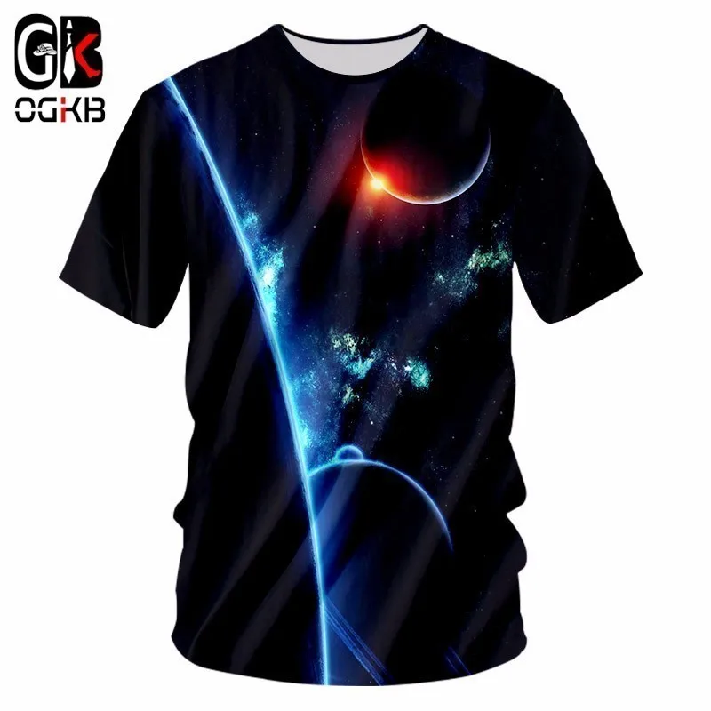 OGKB новые мужские летние топы 3d Футболка с принтом Галактики Мужская футболка в