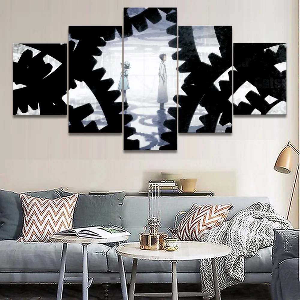 Arte de pared HD impresiones decoración del hogar 5 piezas Anime Steins puerta lienzo pintura Modular para niños Imagenes la|Рисование и