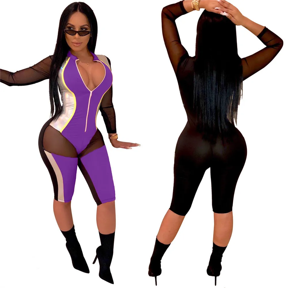 Летний Женский Повседневный слитный комбинезон сексуальный Облегающий с