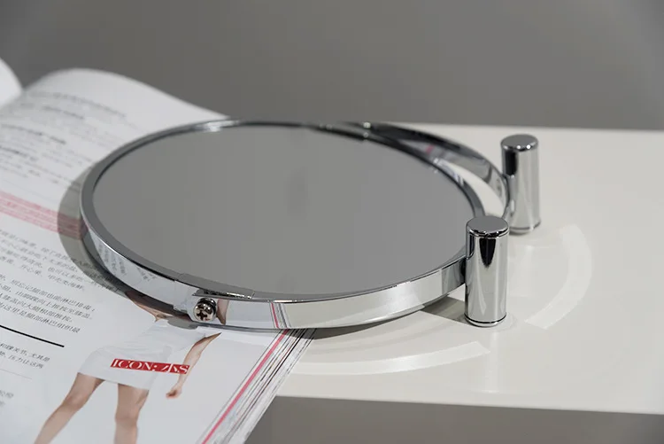 

large 8 inch fashion high-definition desktop makeup mirror 2-Face metal bathroom mirror 3X magnifying round-pin 360 rotating