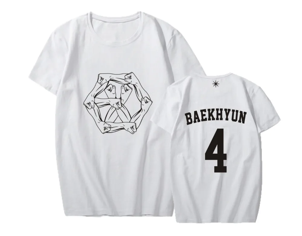 Летняя футболка EXO BAEKHYUN Album сила музыки для пар JN413 | Женская одежда