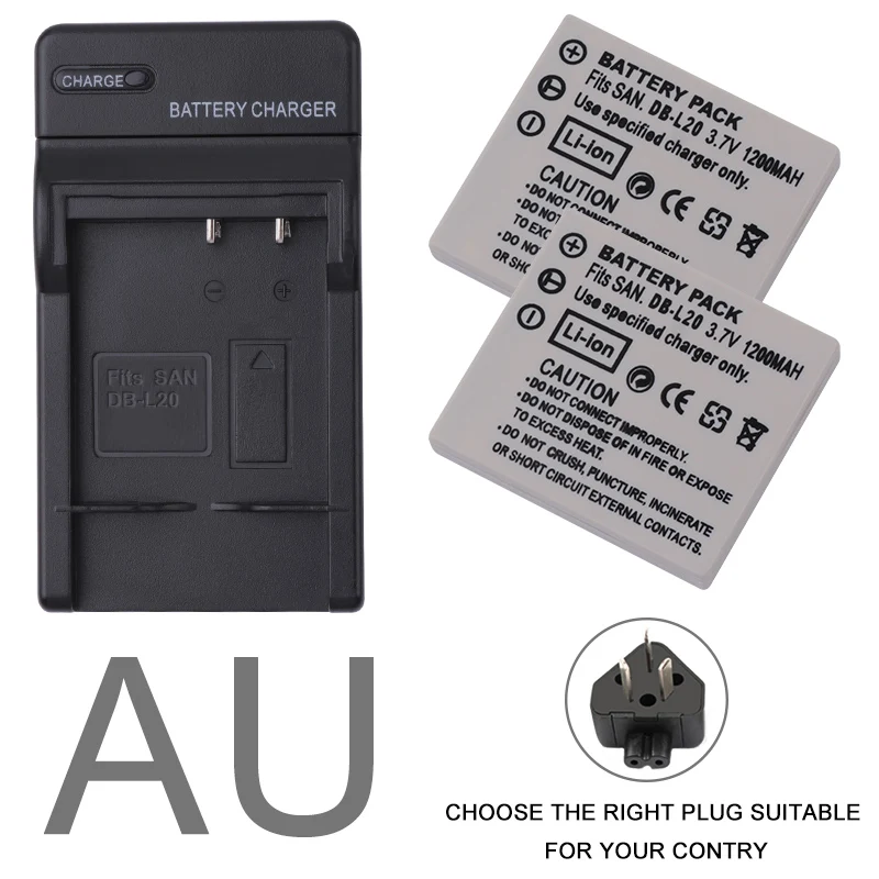 2X DB-L20 DB-L20A DB-L20AU DBL20 Батарея+ Зарядное устройство для Sanyo Xacti DMC-C1 C4 C5 DSC-J4 DSC-K4 CA65 E60 CG65 E6 CG6 DMX-CA8 DMX-CG9