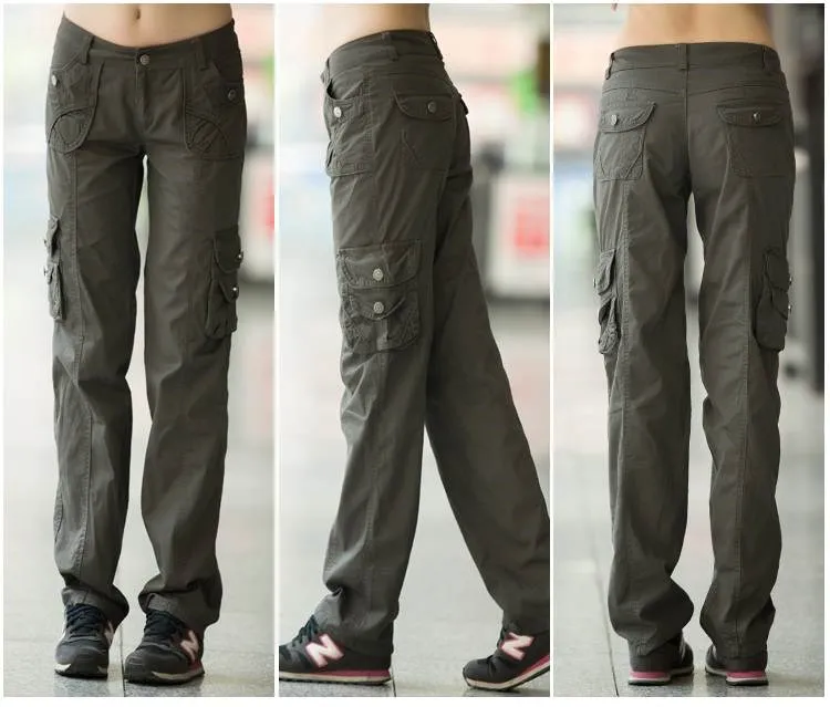 Military cargo pants women Army high waist loose Multi-pocket Pant versatile cotton Trousers ladies Street Jogger sweatpants new
