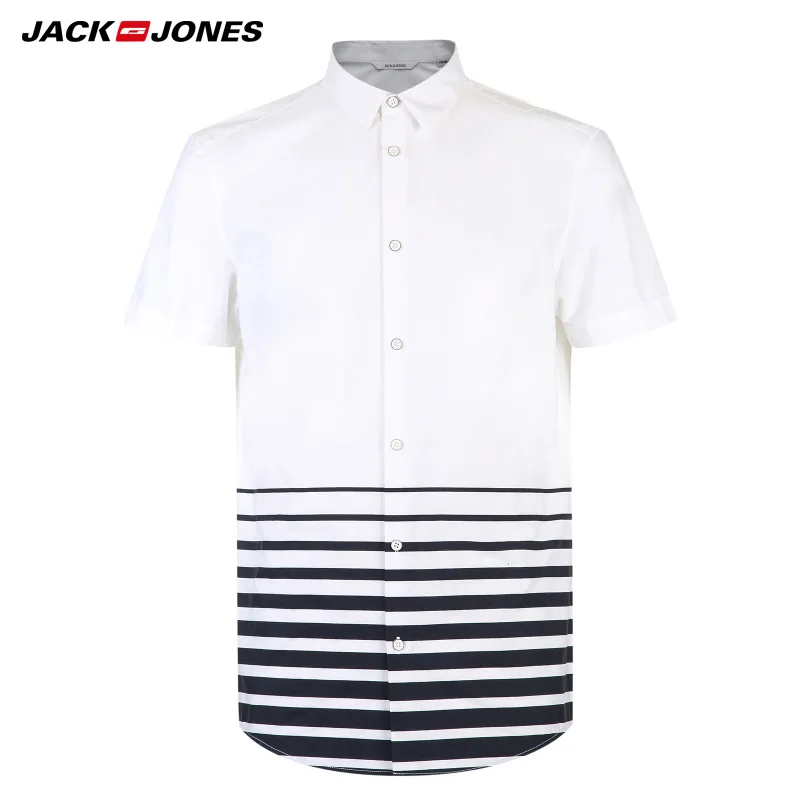 JackJones мужская летняя рубашка из 100% хлопка с контрастными полосками и острым