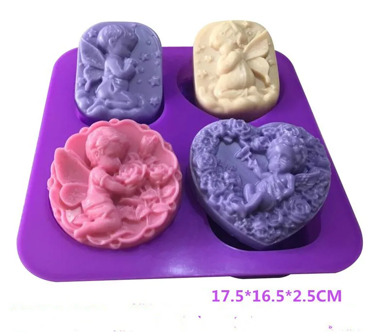 

Supply silicone cake mould round handmade soap molds 3d angel girl heart soap making mold chocolate cake decorating tool