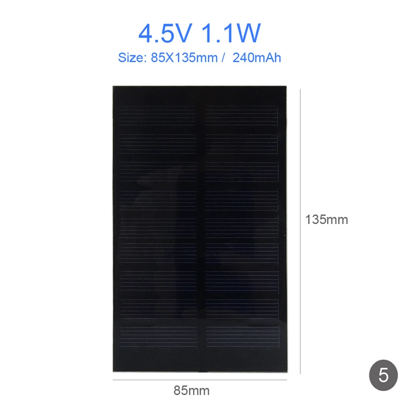 Мини Панели Солнечные DIY солнечные 4.5 В/1.1 Вт 85x135 мм 240 мАч ручной работы устройств